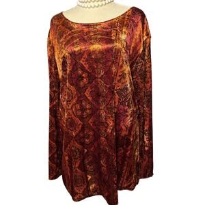 Vintage California Krush Crushed Velvet Long SLeeve Scoop Neck Top Size: L